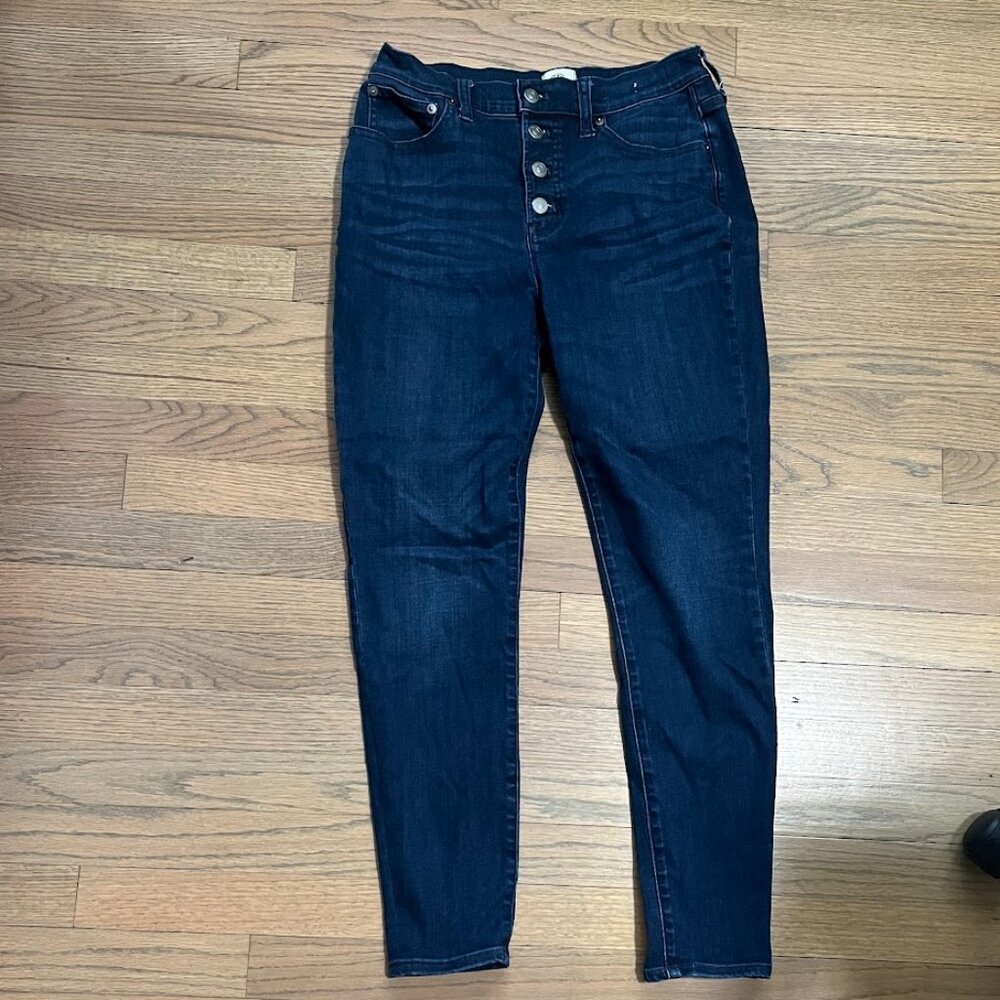 J.Crew 9" Toothpick High Rise Button-Fly Skinny Jeans - Size 30